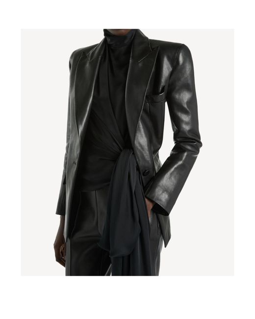 Balmain Black Structured-Shoulder Lambskin Jacket