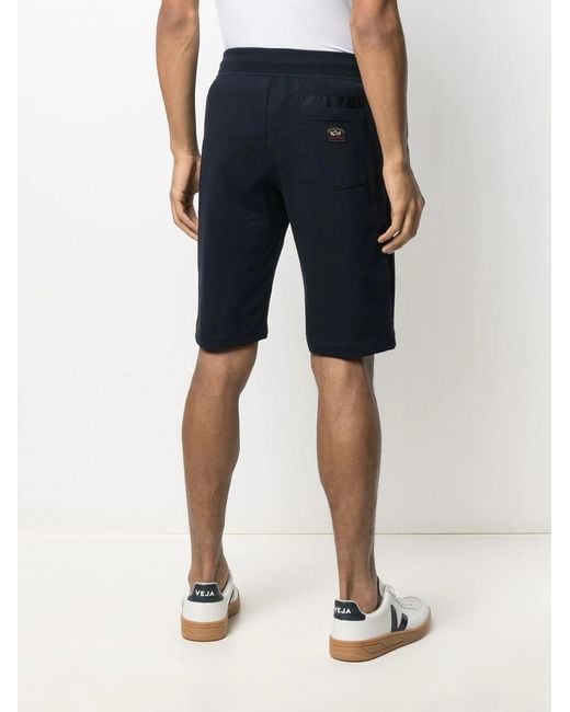 Paul & Shark Blue Logo-Print Drawstring Shorts for men