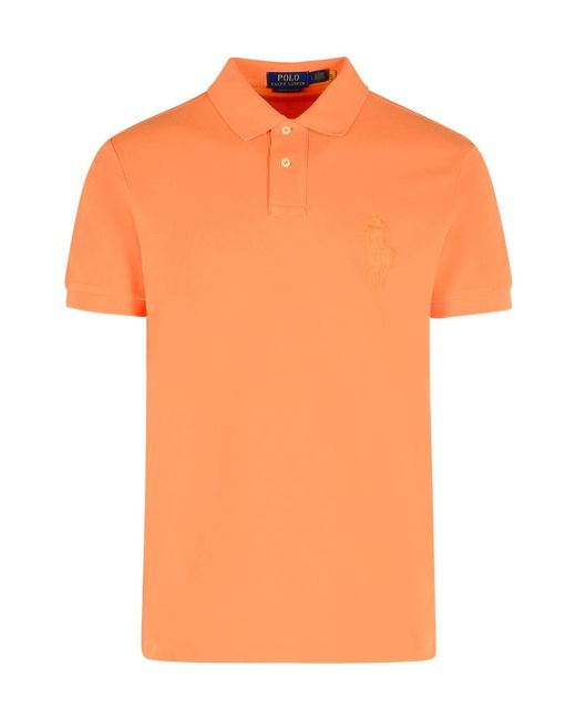 Polo Ralph Lauren Orange Custom Slim Fit Big Pony Polo Shirt for men
