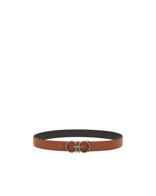 Ferragamo White Ferragamo Gancini Buckle Reversible Belt for men