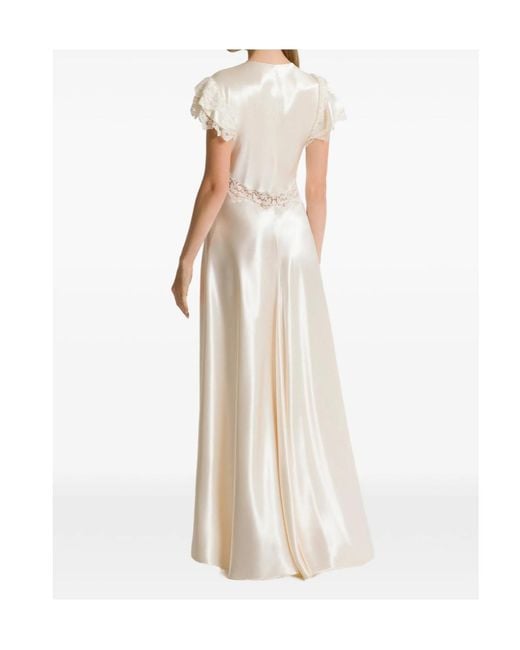 Alberta Ferretti White V-Neck Dress