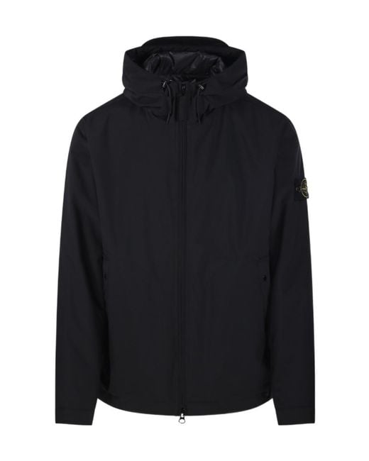 Stone Island Blue Logo Patch Zip-Up Jacket for men