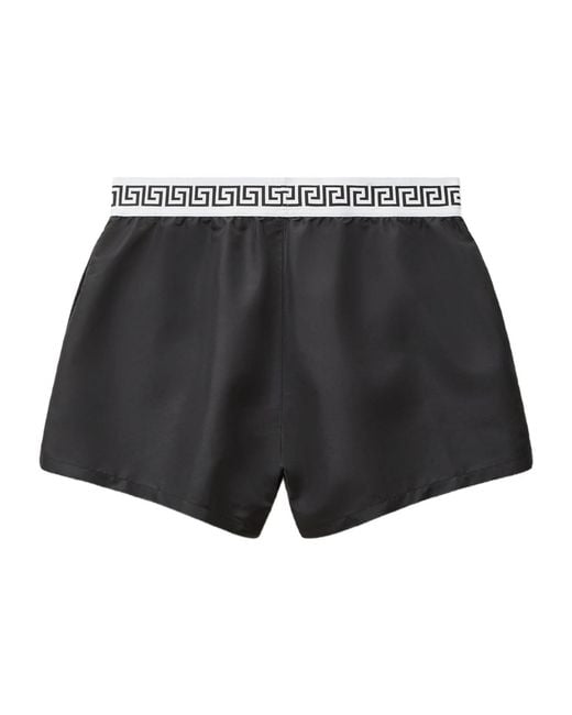 Versace Black Greca-Border Swim Shorts for men