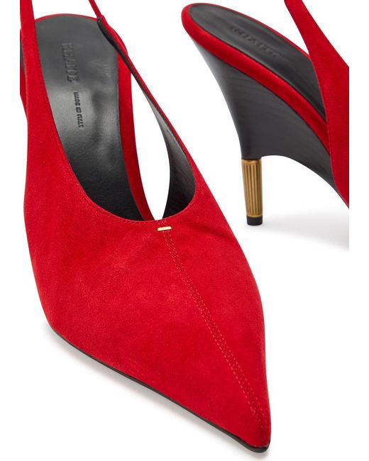 Khaite Red Bella 100 18Kt-Plated Suede Slingback Pumps