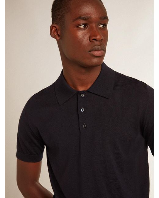 Golden Goose Deluxe Brand Black Classic Collared Polo Shirt for men