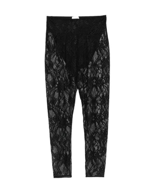 ANDAMANE Black Loli Lace-Panelled Cropped Trousers