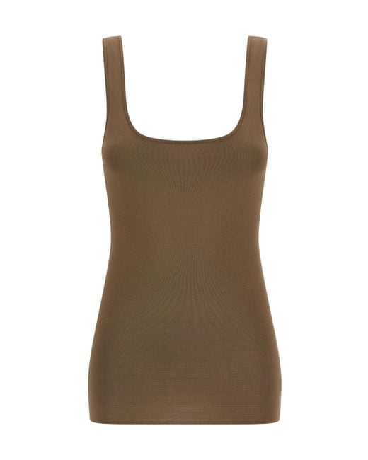 Entire studios Brown Square Neck Stretch Top
