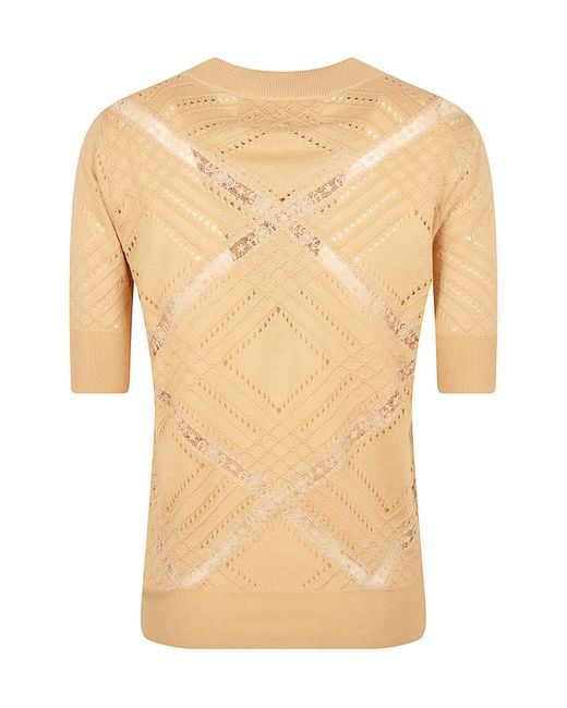Ermanno Scervino Natural Lace-Trim Knitted Jumper