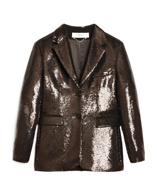 Golden Goose Deluxe Brand Brown Sequin-Embellished Tailored Blazer