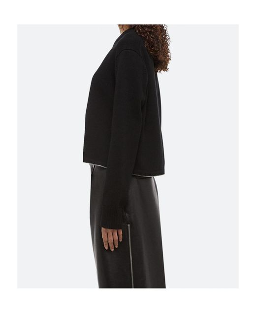 Helmut Lang Black Cropped Crewneck Jumper