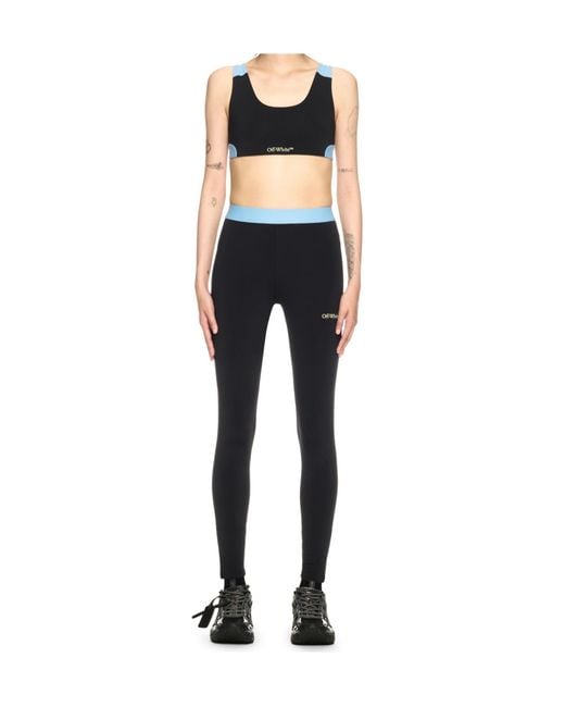 Off-White c/o Virgil Abloh Blue Logo Detailed Elasticated Waistband Leggings