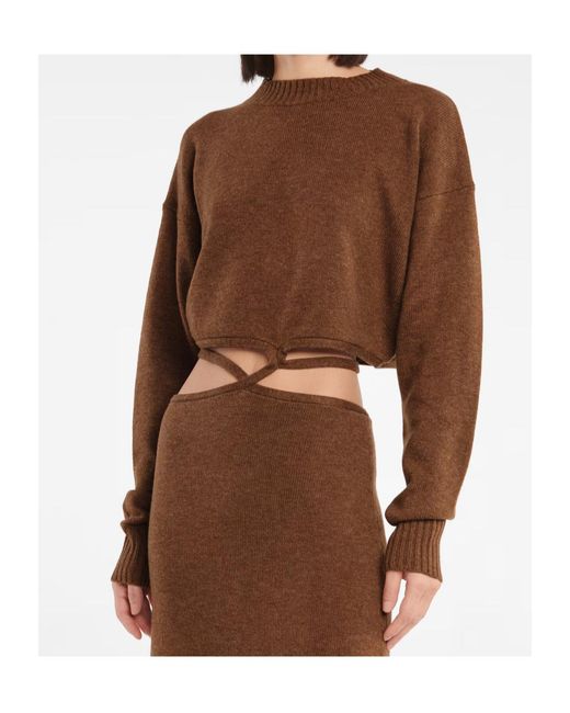 Christopher Esber Brown Openwork Knit Dress