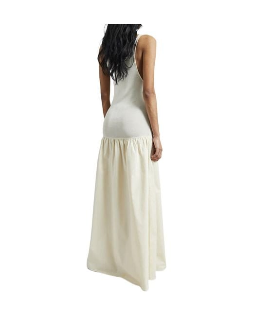 Frankie Shop White Iliya Drop-Waist Sleeveless Maxi Dress