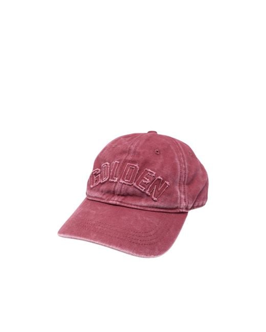 Golden Goose Deluxe Brand Pink Logo-Patch Star-Stud Baseball Cap