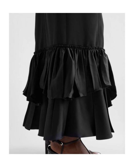 Jil Sander Black Silk Blend Ruffle Dress