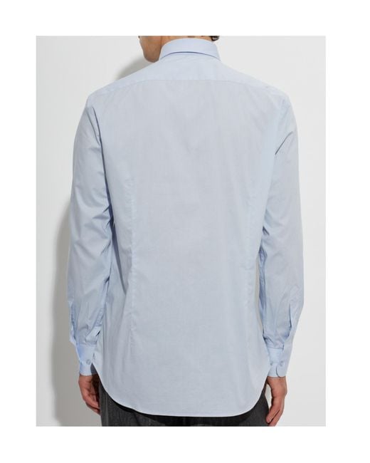 Etro Blue Collared Long-Sleeved Shirt for men