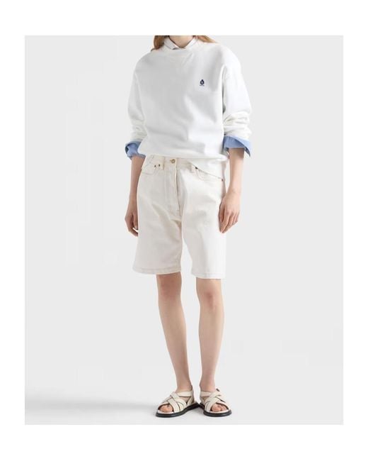 Prada White Girocollo Logo Sweatshirt