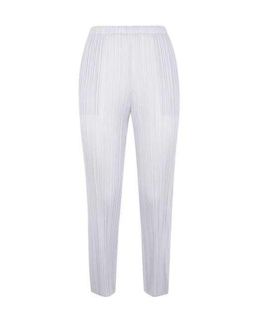 Pleats Please Issey Miyake White Pleated Trousers