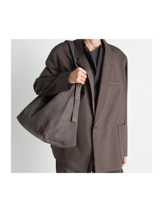 Lemaire Brown Belted Zipped Hobo Bag for men