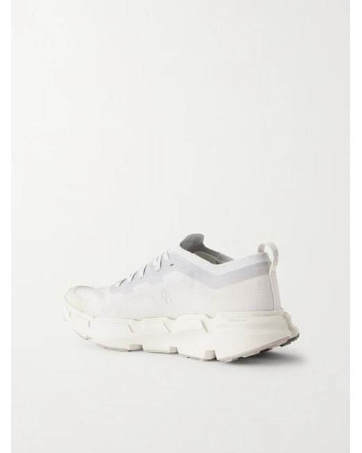 On Shoes White Rubber-Trimmed Stretch Recycled-Knit Sneakers