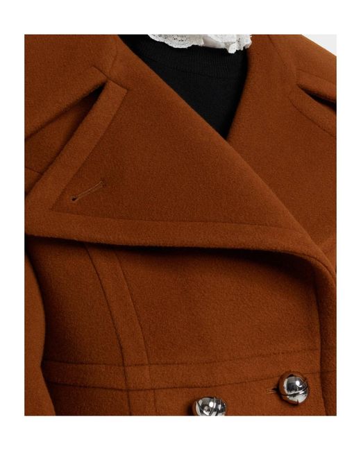 Patou Brown Cropped Double-Breasted Casual Jacket