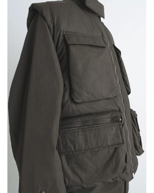 Lemaire Black Wadded Zip-Fastening Multiple-Pocket Gilet