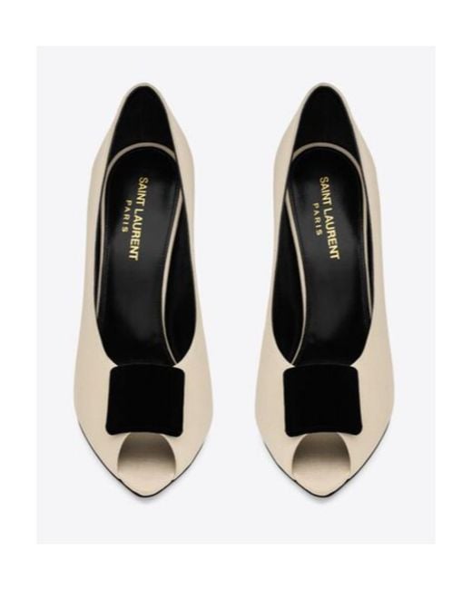 Saint Laurent White Cipele Peep Toe Pumps
