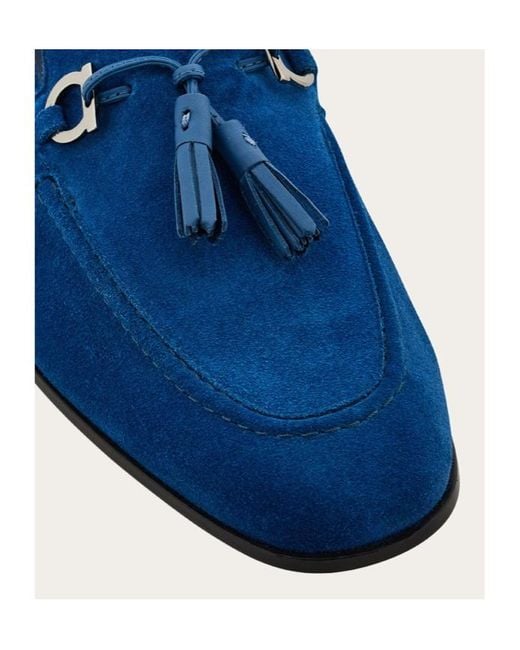 Ferragamo Blue Tassel Loafer Shoes for men