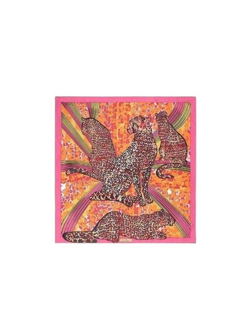 Ferragamo Red Printed Silk Scarf