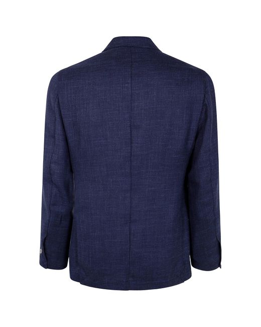 Barba Napoli Blue Single Breasted Blazer for men