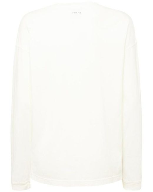 FRAME White Long-Sleeved Pure Cotton T-Shirt