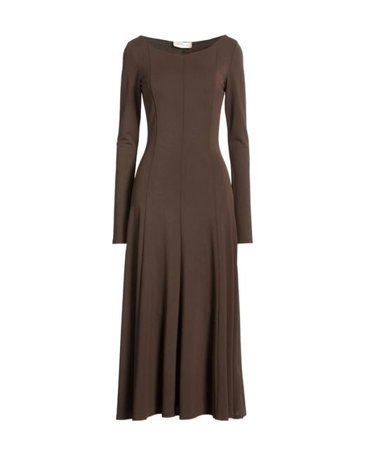 Max Mara Brown Solid-Colored Flared Skirt