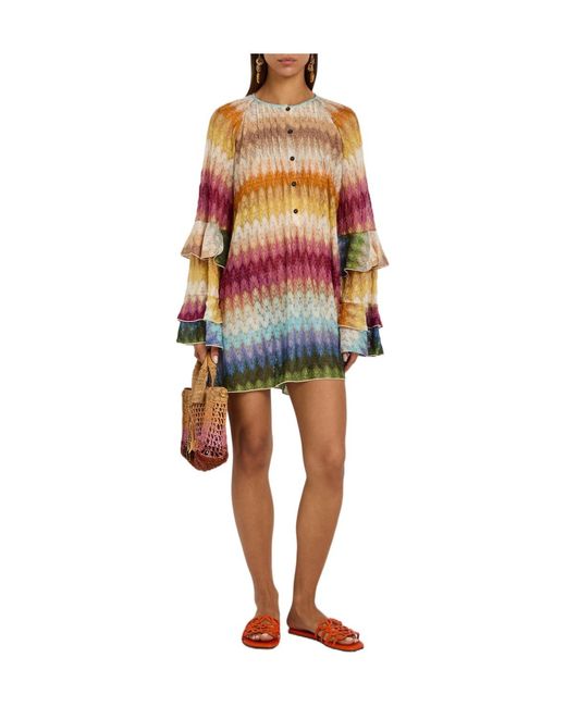Missoni White Chevron Fine-Knit Mini Dress