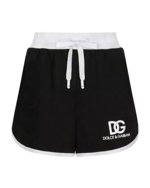 Dolce & Gabbana Black Dg Logo Embroidered Jersey Shorts