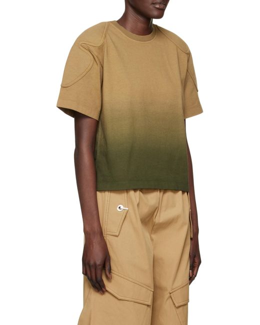 Dion Lee Green Sunfade-Effect Shoulder-Pad T-Shirt