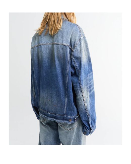Acne Blue Distressed Denim Jacket for men