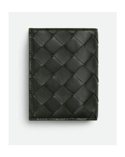 Bottega Veneta Green Intrecciato Diagonal Slim Flap Card Case for men