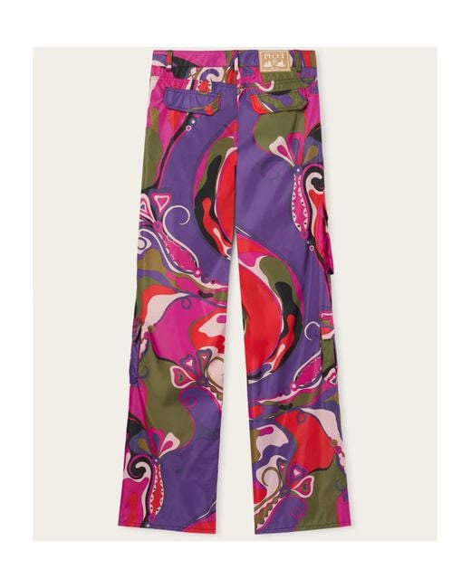 Emilio Pucci Red Pucci Orchidee Print Cargo Pants
