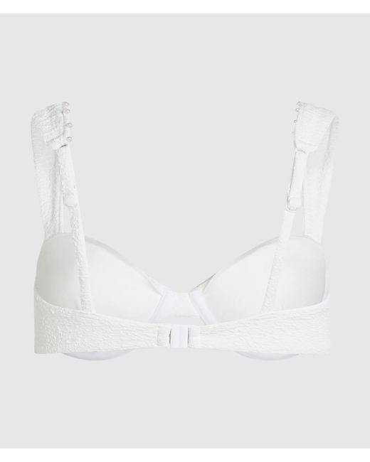 Karl Lagerfeld White Textured Bikini Top