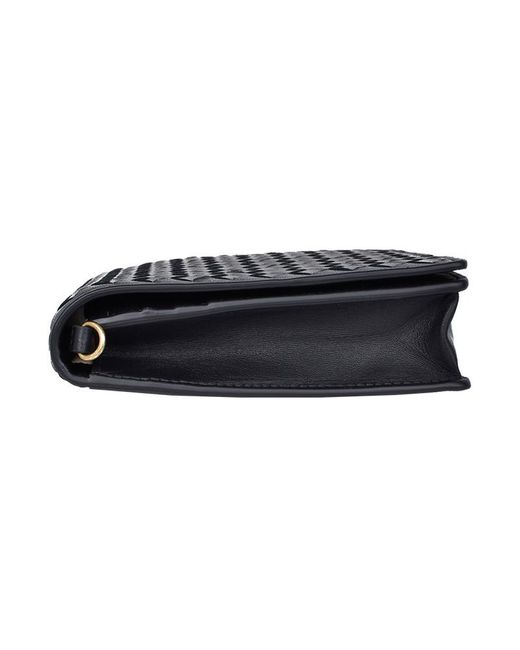 Bottega Veneta Gray Intrecciato Leather Wallet On A Chain