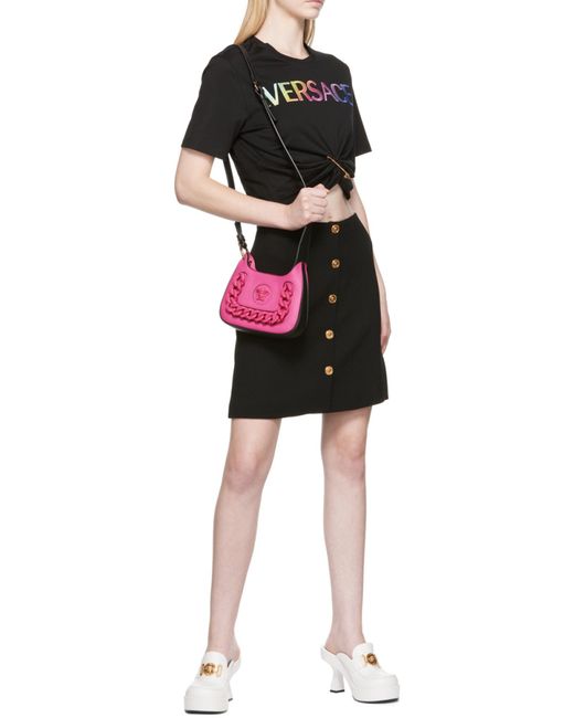 Versace Black Medusa A-Line Wool Skirt