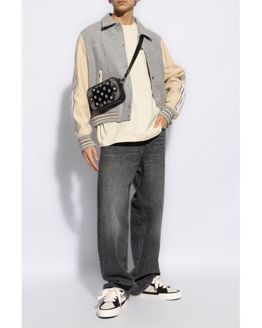 Amiri Gray Logo Embroidered Bones Jacket for men