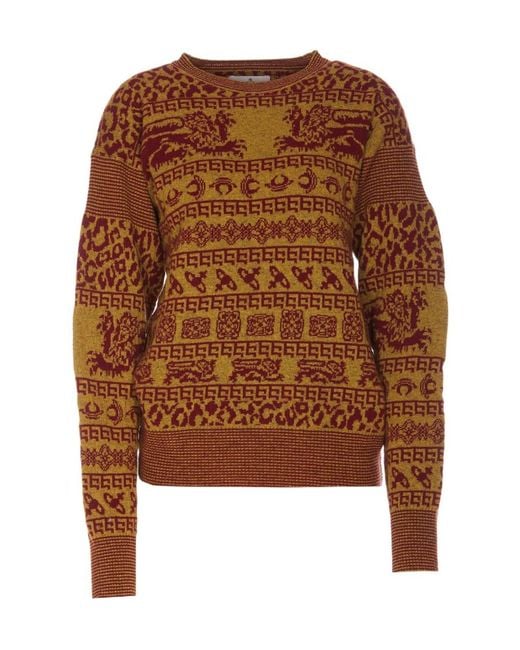 Vivienne Westwood Brown Pattern Intarsia-Knit Crewneck Jumper