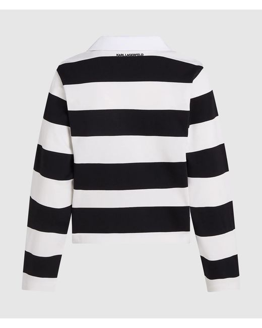 Karl Lagerfeld Blue Ikonik Striped Long-Sleeve T-Shirt