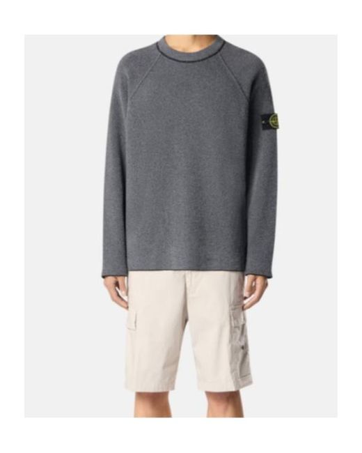 Stone Island Gray Logo Patch Crewneck Jumper for men