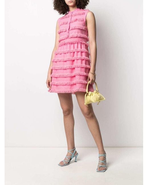 Moschino Pink Laminated Sleeveless Medium Length Dress