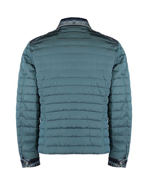 Moorer Blue Crespi Denim-Trim Down Jacket for men