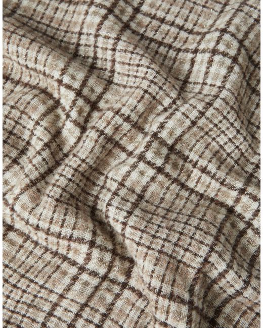 Brunello Cucinelli Natural Check-Pattern Frayed Scarf