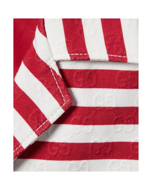 Gucci Red Printed Gg Cotton Jacquard Shirt for men