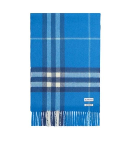 Burberry Blue Check Cashmere Scarf